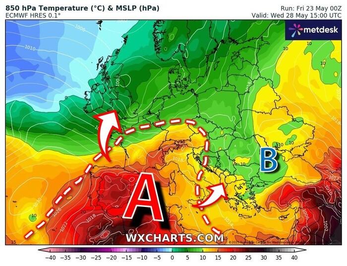 Anticiclone africano in rinforzo verso l'Italia dal 28 Maggio