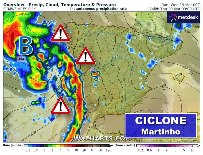 Rischio eventi meteo estremi in Spagna e Portogallo