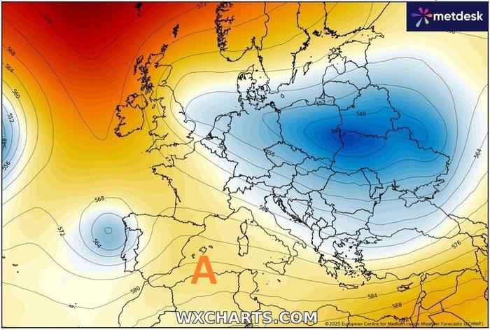 Situazione barica prevista per Domenica 18 Maggio