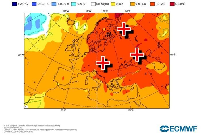 Aprile/Maggio: temperature sopra le medie di circa 2°C, soprattutto sulle regioni settentrionali