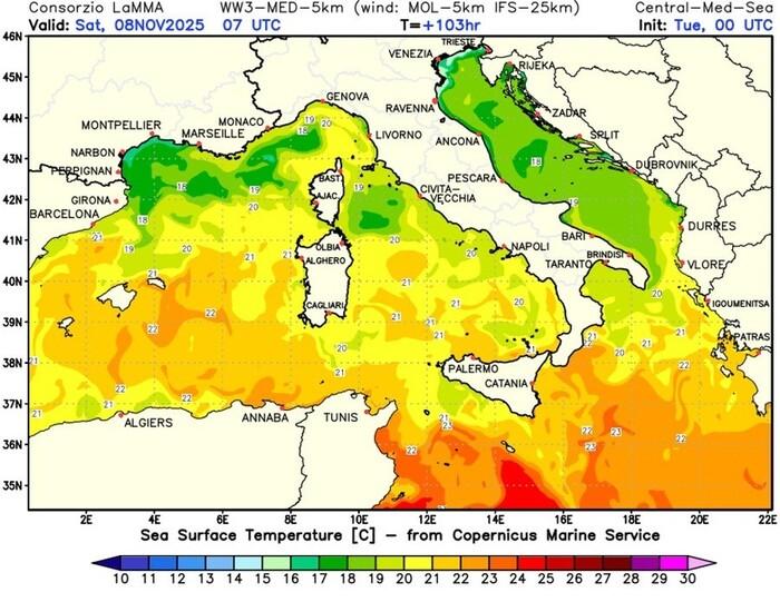 Temperature dei mari ancora troppo calde per la stagione