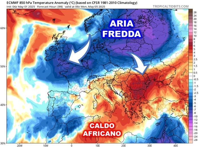 Shock termico e temporali per l'arrivo di correnti fredde dal Nord Europa