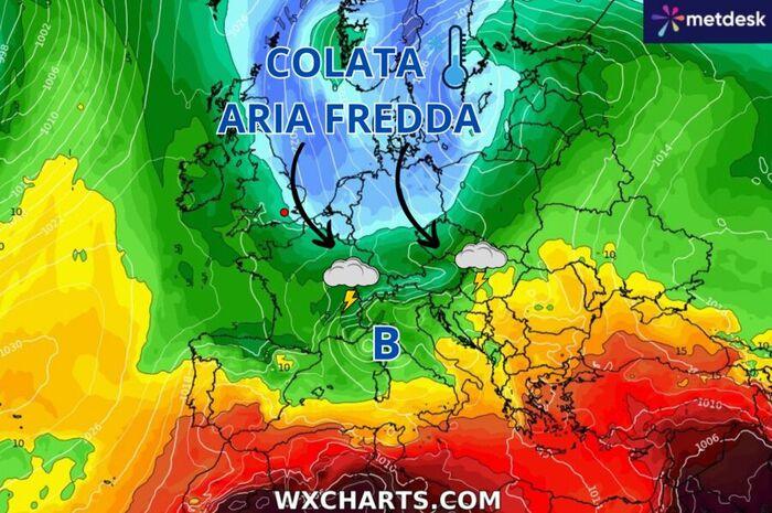 Meteo Europa: colata d'aria fredda da Mercoledì 20