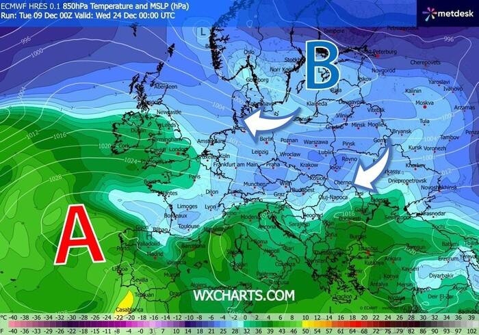 Natale, alta pressione prevalente ma temperature in diminuzione