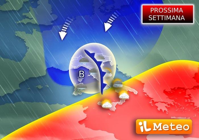Prossima settimana: torna il maltempo sull'Italia con piogge e temporali