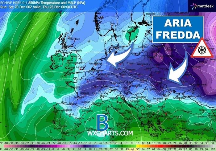 Aria fredda dal Nord Europa e ciclone mediterraneo