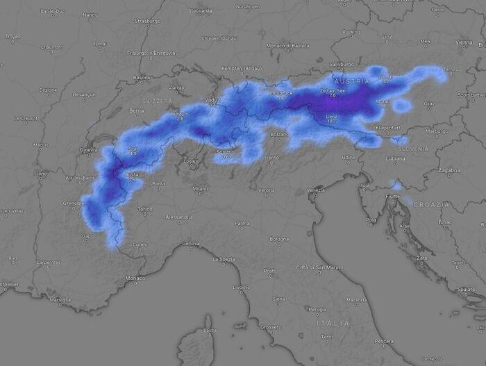 Le aree dove cadrà la neve domenica 2 novembre