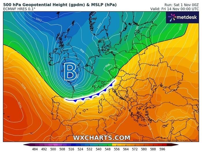Area di bassa pressione sul comparto atlantico: nuove perturbazioni verso l'Italia