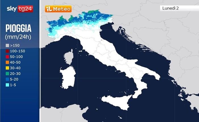 Piogge previste per Lunedì 2 Giugno