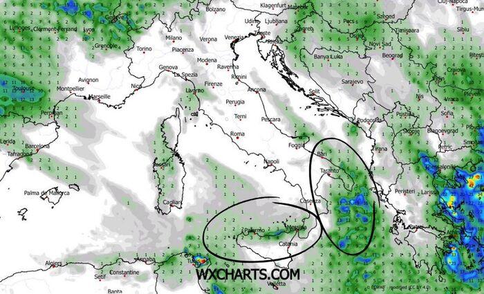Le aree in cui sarà più probabile avere delle piogge nel weekend