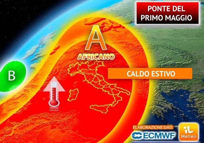 Ponte 1 maggio: impennata dell'anticiclone africano verso l'Italia
