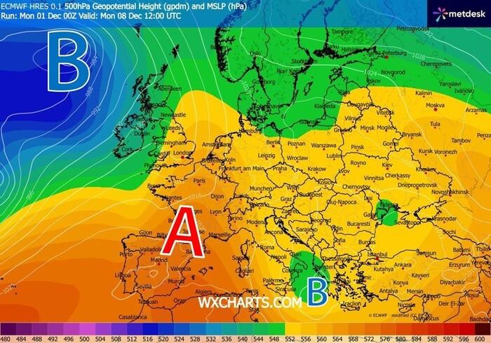 Alta pressione in rinforzo sul bacino del Mediterraneo e sull'Italia