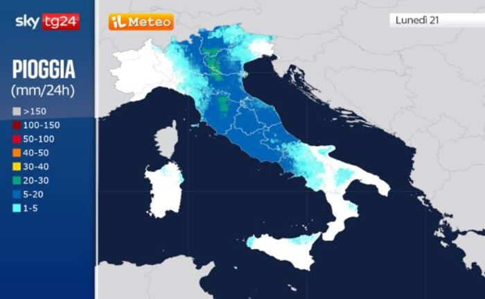 Le precipitazioni attese per il Lunedì di Pasquetta