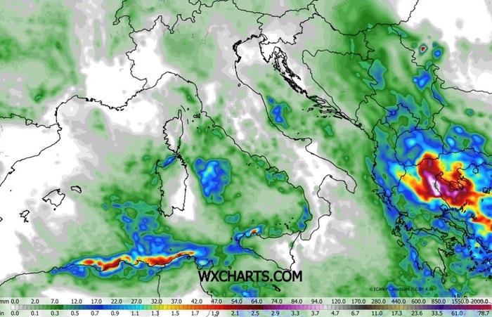 Le precipitazioni previste per Venerdì 5 Dicembre 2025