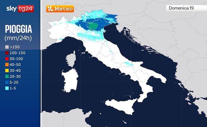 Precipitazioni previste per Domenica 19 Luglio