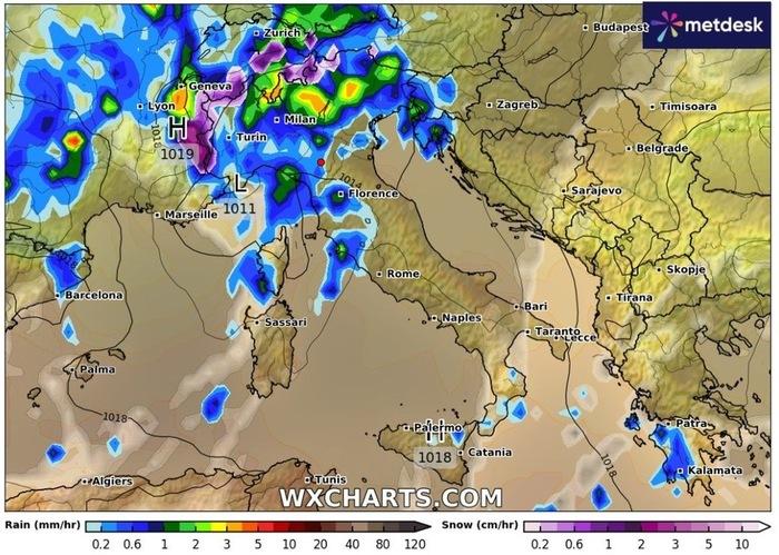 Piogge previste per Domenica 2 Novembre