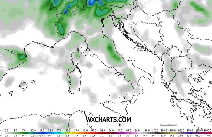 Precipitazioni previste per Lunedì 18 Maggio