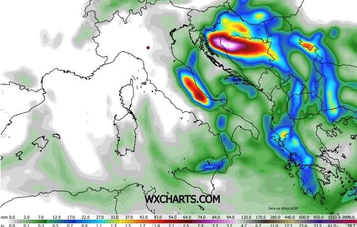 Precipitazioni previste per Venerdì 27 Marzo