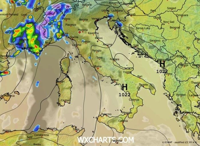 Le piogge in arrivo nella serata di Venerdì 14 Novembre