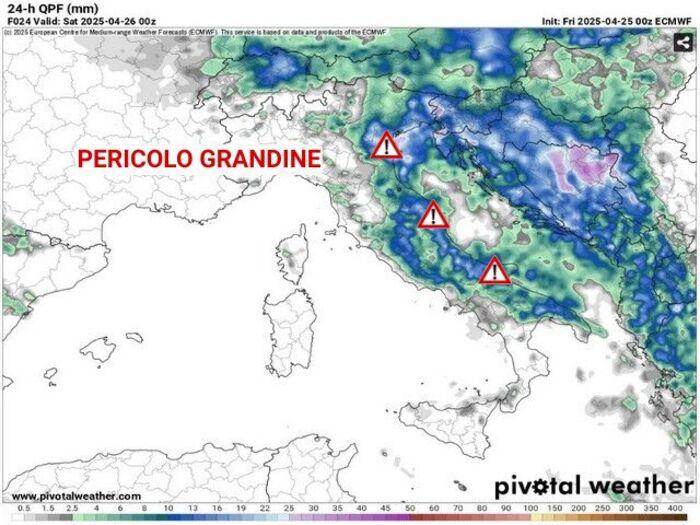 Accumuli di pioggia attesi nella giornata di Venerdì 25 Aprile Accumuli di pioggia attesi nella giornata di Venerdì 25 Aprile