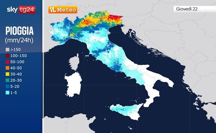 Zone a rischio piogge e temporali per Giovedì 22 Maggio