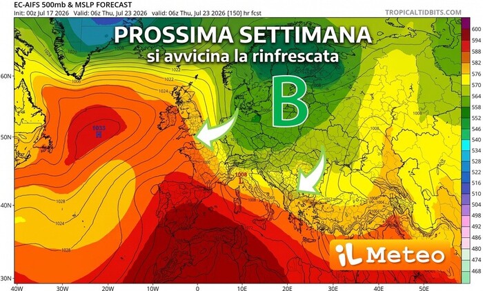Prossima settimana: da Martedì 21 Luglio la svolta, arriva la rinfrescata