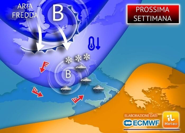Prossima settimana con freddo vortice invernale