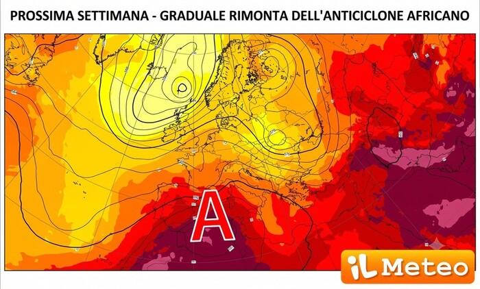 Prossima settimana: torna l'anticiclone sull'Italia, entro fine Luglio sarà africano