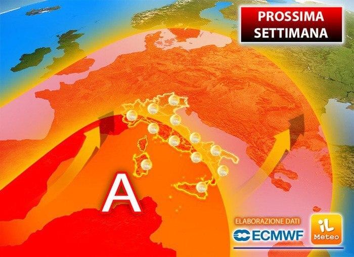 Prossima settimana: condizioni prevalentemente anticicloniche, possibile leggero cambiamento dal 28