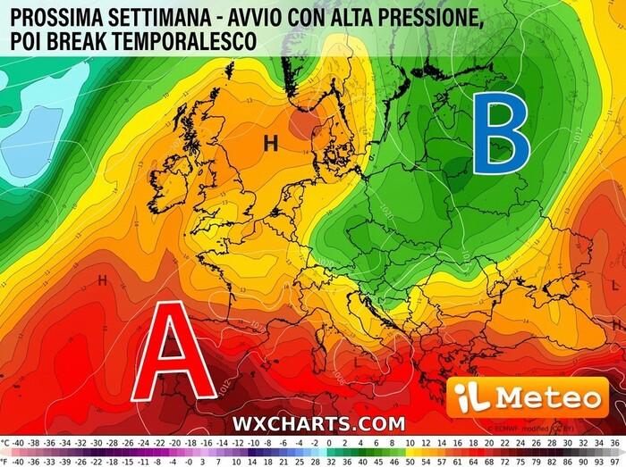 Prossima Settimana: avvio con l'alta pressione subtropicale, poi break temporalesco
