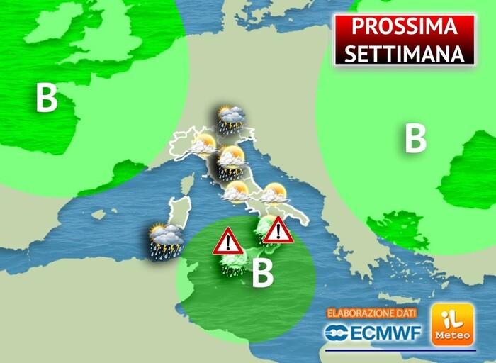 Previsioni meteo per la prossima settimana