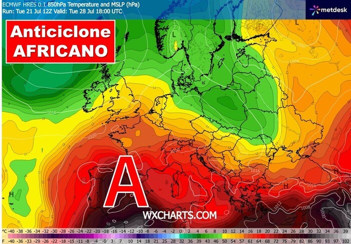 Anticiclone Africano in rinforzo sull'Italia nel corso della prossima settimana