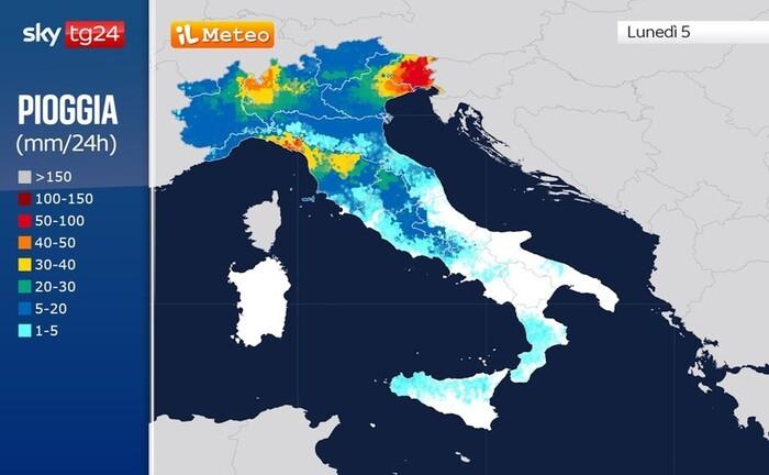 Zone a rischio piogge e temporali in avvio della prossima settimana