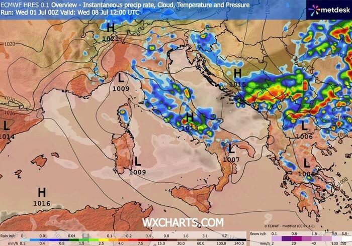 Rischio temporali al Centro-Sud a metà della prossima settimana
