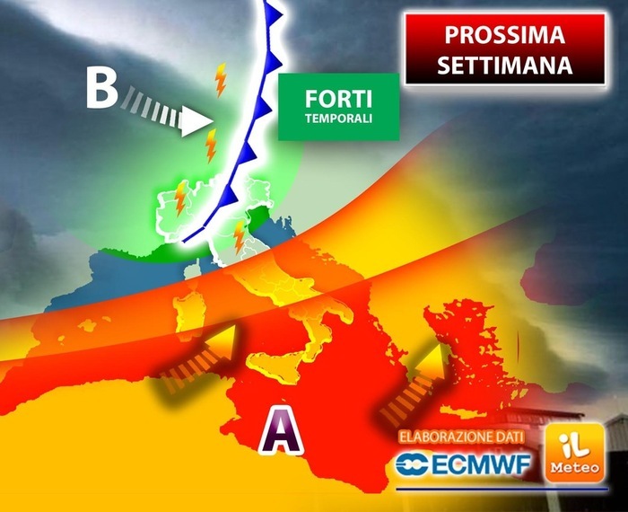 Prossima settimana: Italia spaccata tra temporali e prima fiammata africana