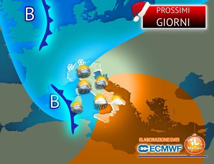 Maltempo in arrivo con piogge e neve