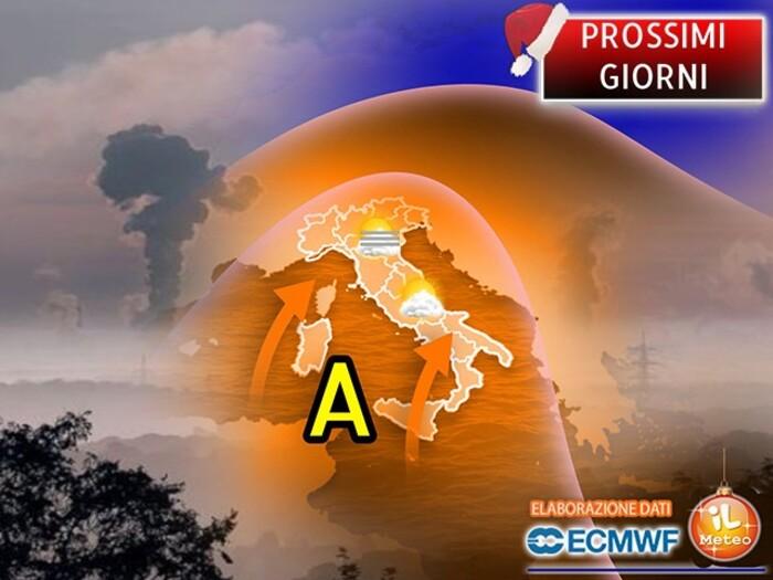 Alta pressione in rinforzo, aumenta lo smog