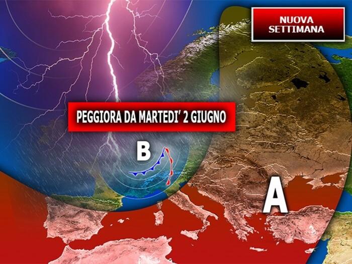Prossima settimana: tornano i temporali da Martedì 2 Giugno