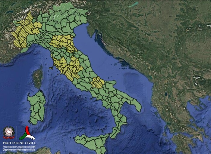 Le regioni in allertamento per lunedì 13 Aprile