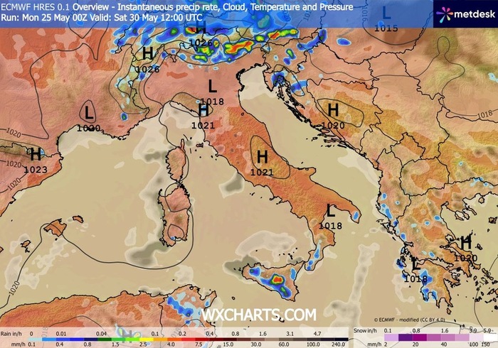 Sabato 30: tempo stabile ovunque, qualche temporale su Alpi e Sicilia