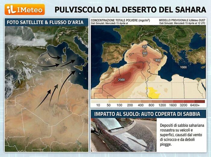Arriva il pulviscolo dal deserto del Sahara sull'Italia