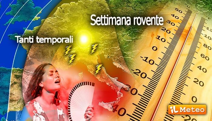 Prossima settimana rovente, ma con tanti temporali, specie in montagna