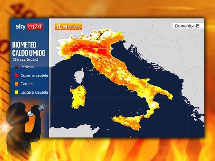 Livelli di Stress-Index previsti per la giornata di Domenica 15 Giugno