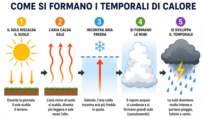 Esempio di come si formano i temporali di calore