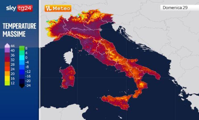 Temperature massime per domenica 29
