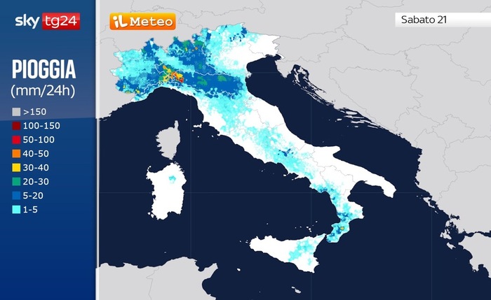 Rischio fenomeni violenti su queste zone per Sabato 21