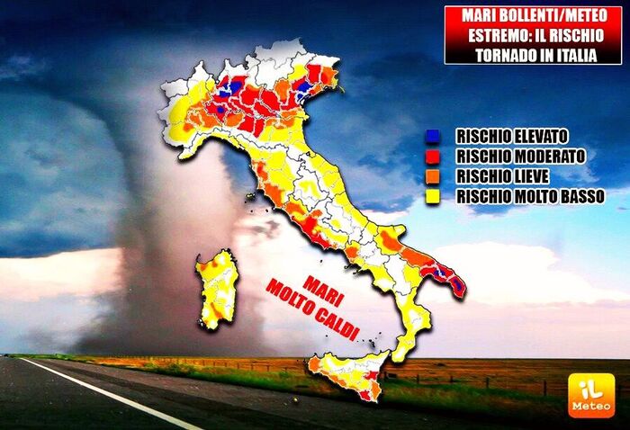 Mappa del rischio Tornado in Italia