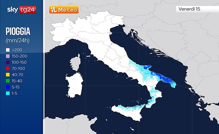 Piogge previste per Venerdì 15 Novembre