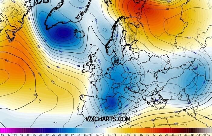 Da Venerdì 15 arriva un vortice dalla Francia verso l'area del Mediterraneo