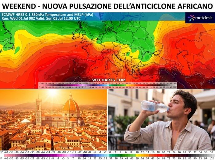 Prossimo weekend: nuova pulsazione dell'anticiclone africano